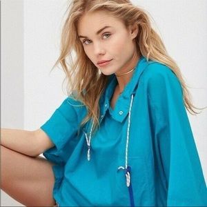 Silence + Noise Windbreaker Poncho Jacket - Blue